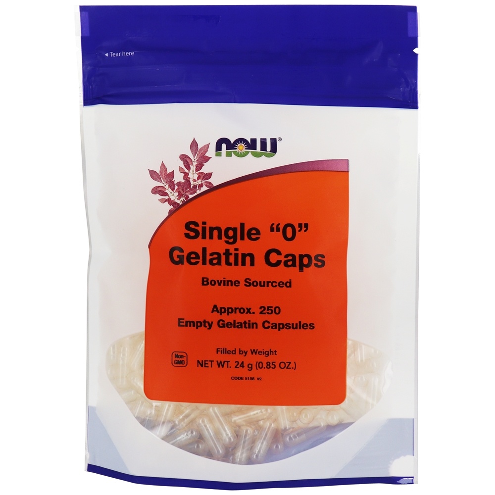 Cápsulas Vazias de Gelatina Tamanho Único ' 0 ' - Cápsulas 250 NOW Foods