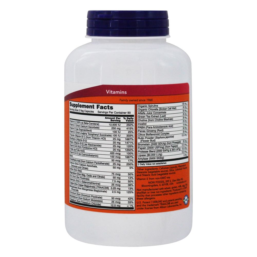 Eco-Verde Múltiplas com Verde Superfood Ferro-Livre - Cápsulas vegetarianas 180 NOW Foods - Imagem 2