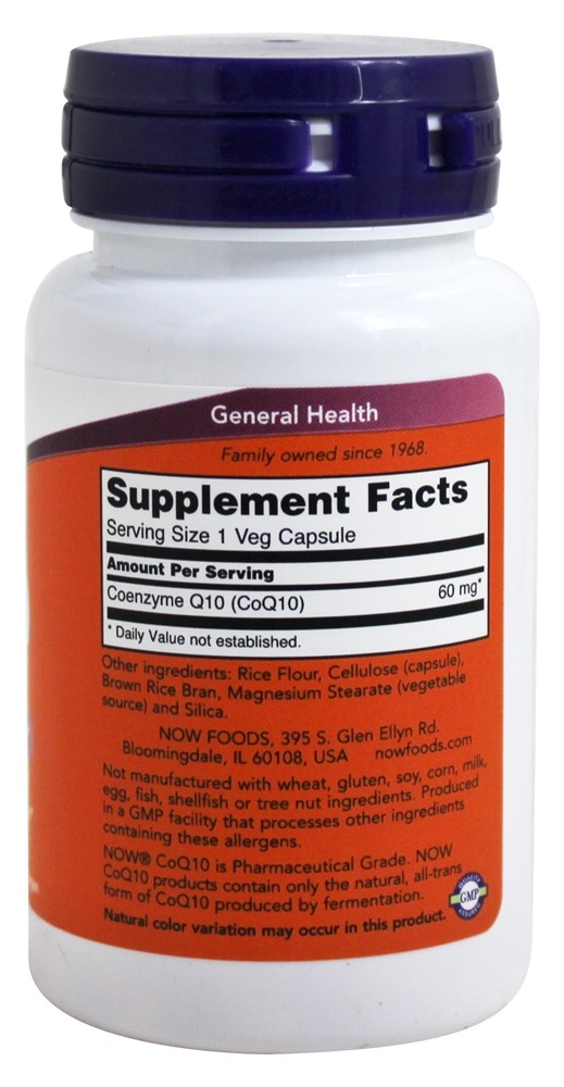 CoQ10 Para a Saúde Cardiovascular 60 mg. - 60 Cápsula (s) vegetal (s) NOW Foods - Imagem 2