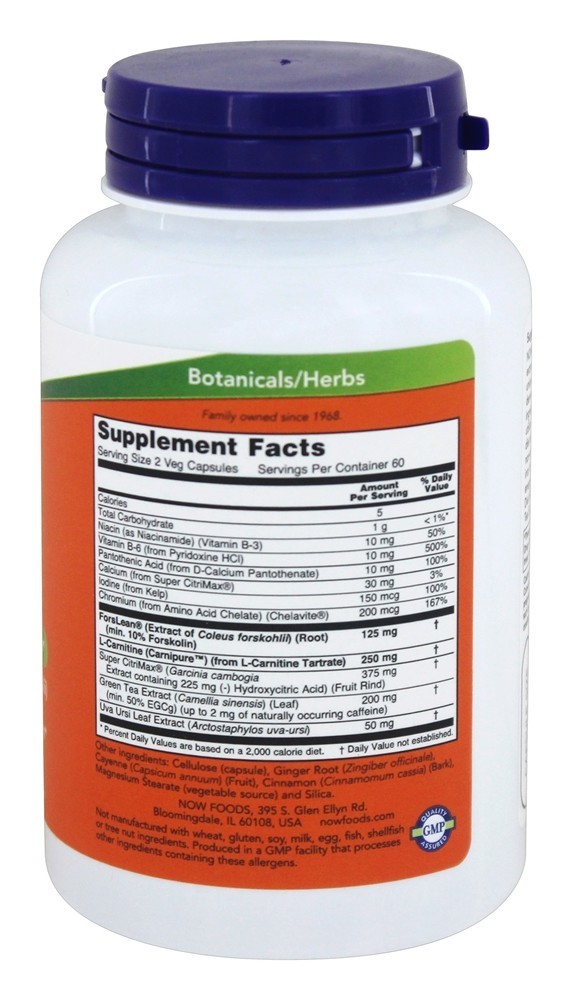 Suporte dietético com ForsLean - Cápsulas vegetarianas 120 NOW Foods - Imagem 2
