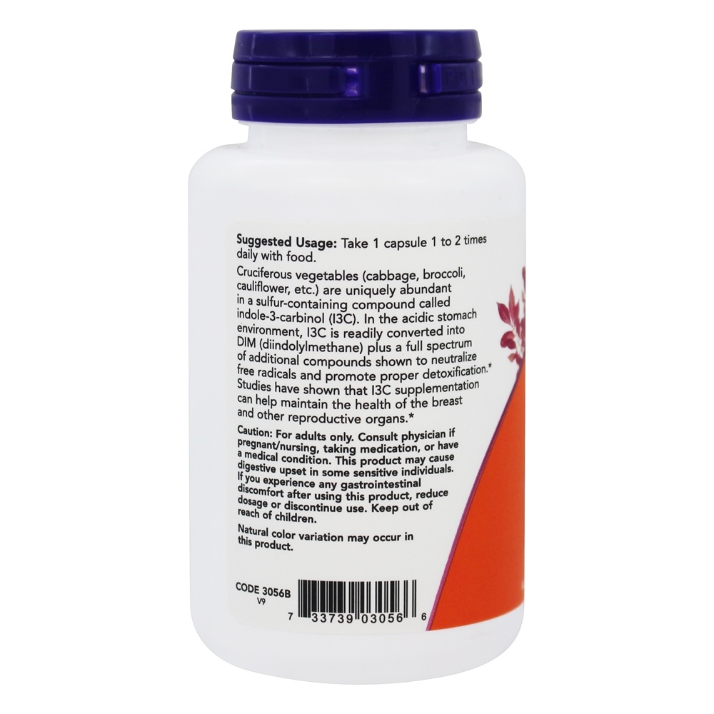 Indole-3 Carbinol (I3C) 200 mg . - 60 Cápsula (s) vegetal (s) NOW Foods - Imagem 3