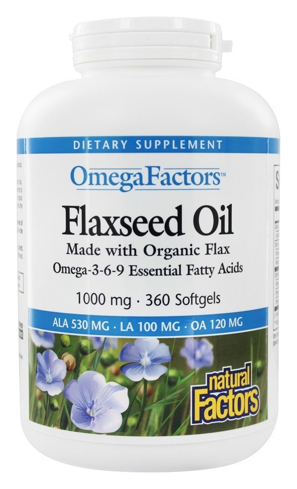 OmegaFactors Óleo de Linhaça Orgânico 1000 mg. - 360 Softgels Natural Factors