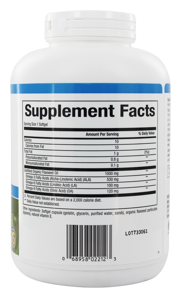 OmegaFactors Óleo de Linhaça Orgânico 1000 mg. - 360 Softgels Natural Factors - Imagem 2