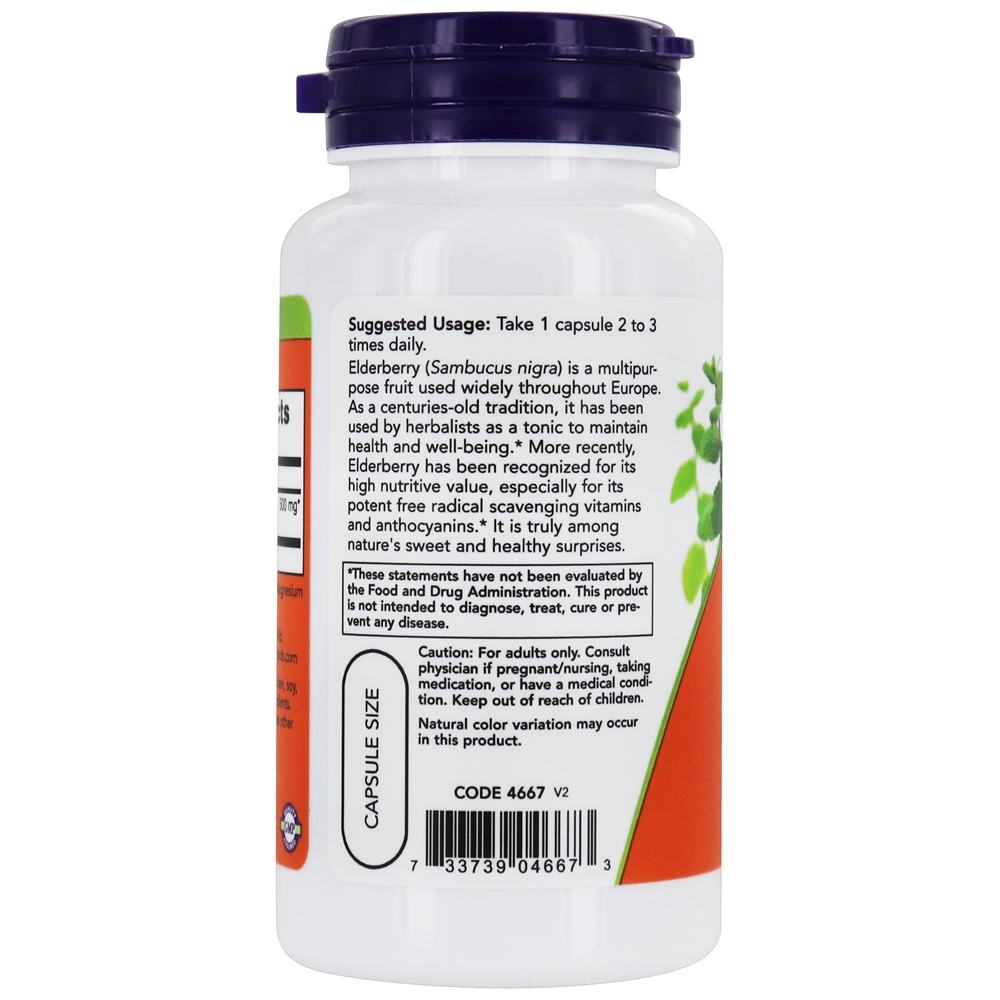 Extrato de sabugueiro 500 mg. - 60 Cápsula (s) vegetal (s) NOW Foods - Imagem 3
