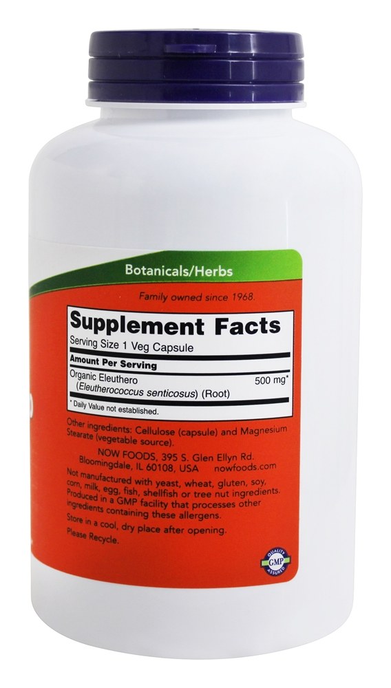 Eleuthero 500 mg. - Cápsulas 250 NOW Foods - Imagem 2