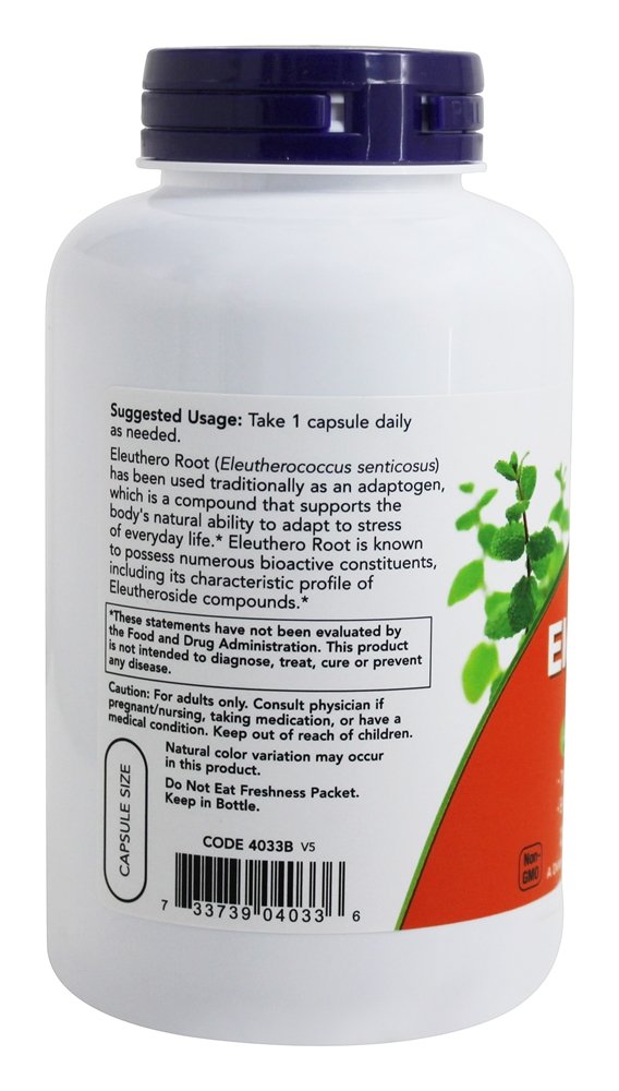 Eleuthero 500 mg. - Cápsulas 250 NOW Foods - Imagem 3