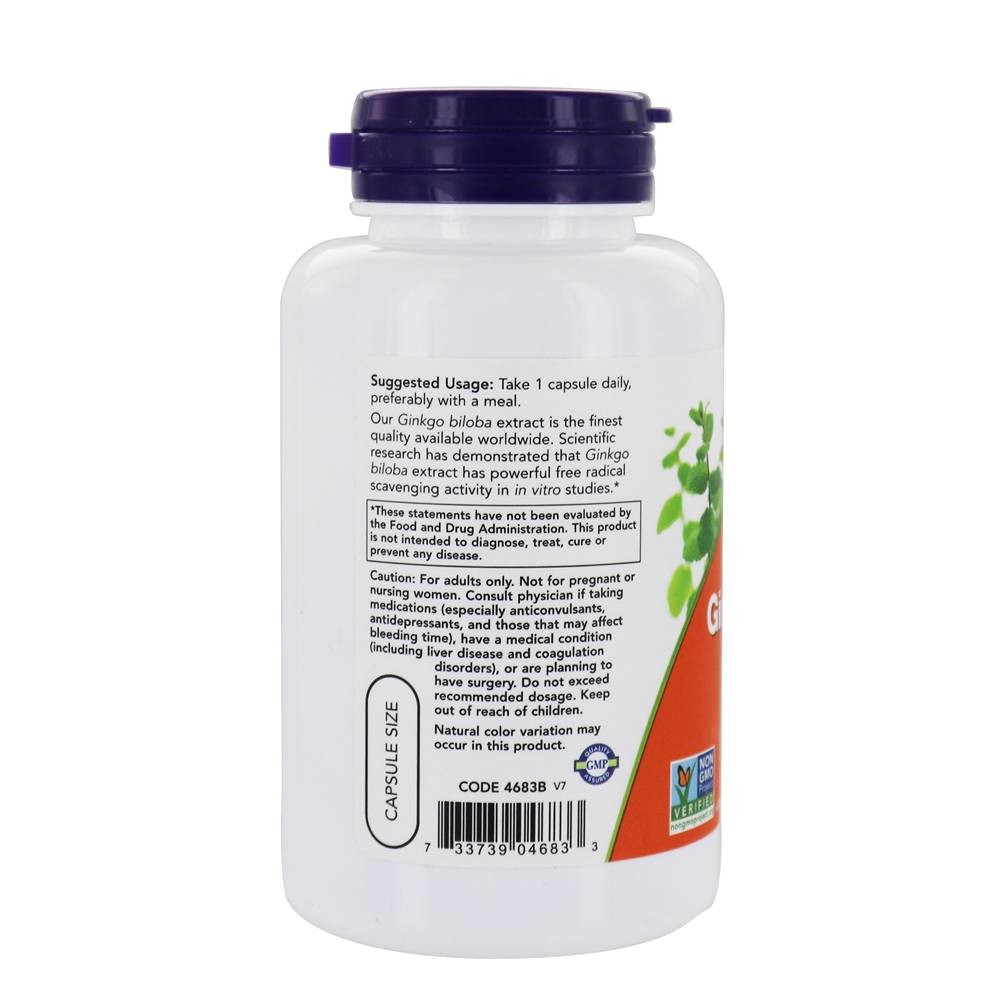 Força dupla de Gingko Biloba 120 mg . - 100 Cápsula (s) vegetal (s) NOW Foods - Imagem 3