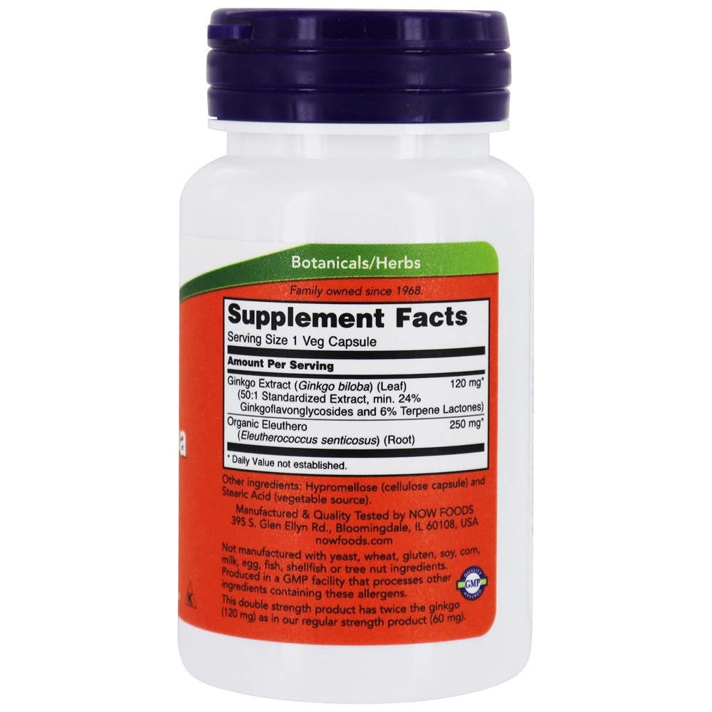 Dupla força de ginkgo biloba 120 mg . - 50 Cápsula (s) vegetal (s) NOW Foods - Imagem 2