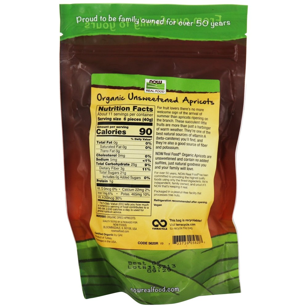 NOW Real Food Orgânicos damascos secos sem açúcar - 1 lb. NOW Foods - Imagem 2