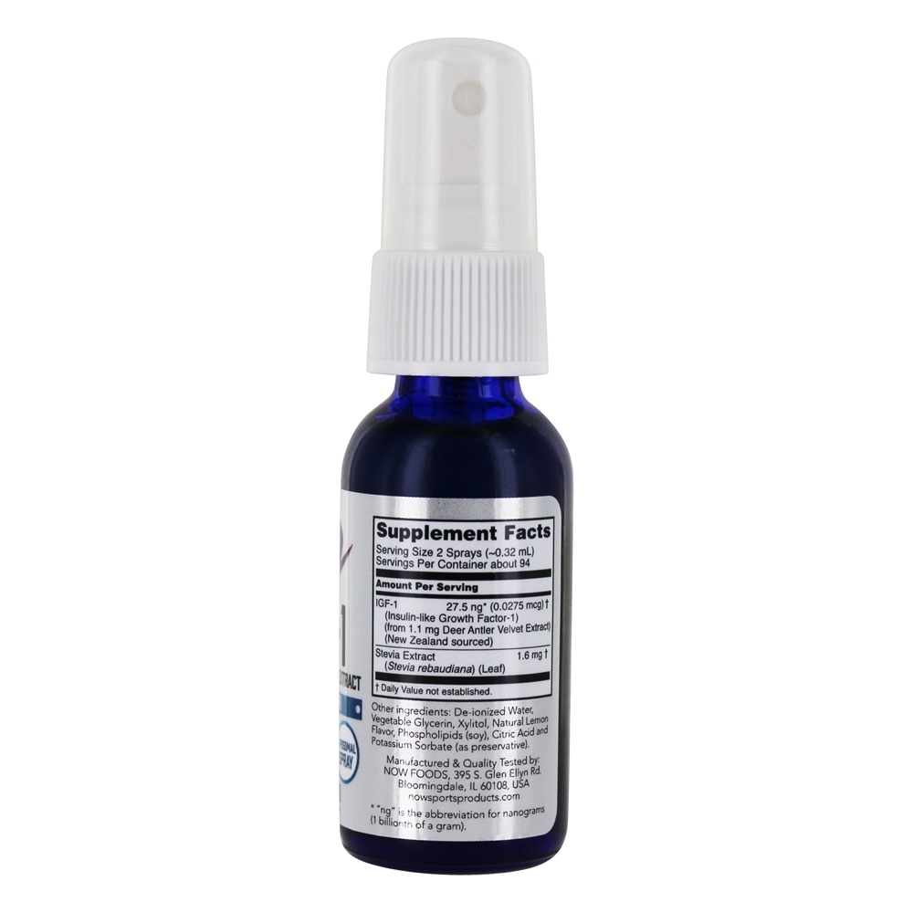 AGORA ostenta o limão Liposomal do pulverizador do extrato de veludo do chifre dos cervos IGF-1 - 1 fl. oz. NOW Foods - Imagem 2