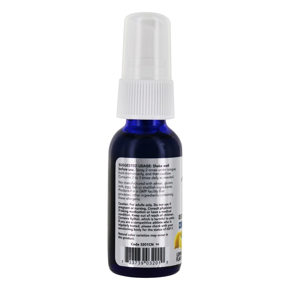 AGORA ostenta o limão Liposomal do pulverizador do extrato de veludo do chifre dos cervos IGF-1 - 1 fl. oz. NOW Foods - Imagem 3
