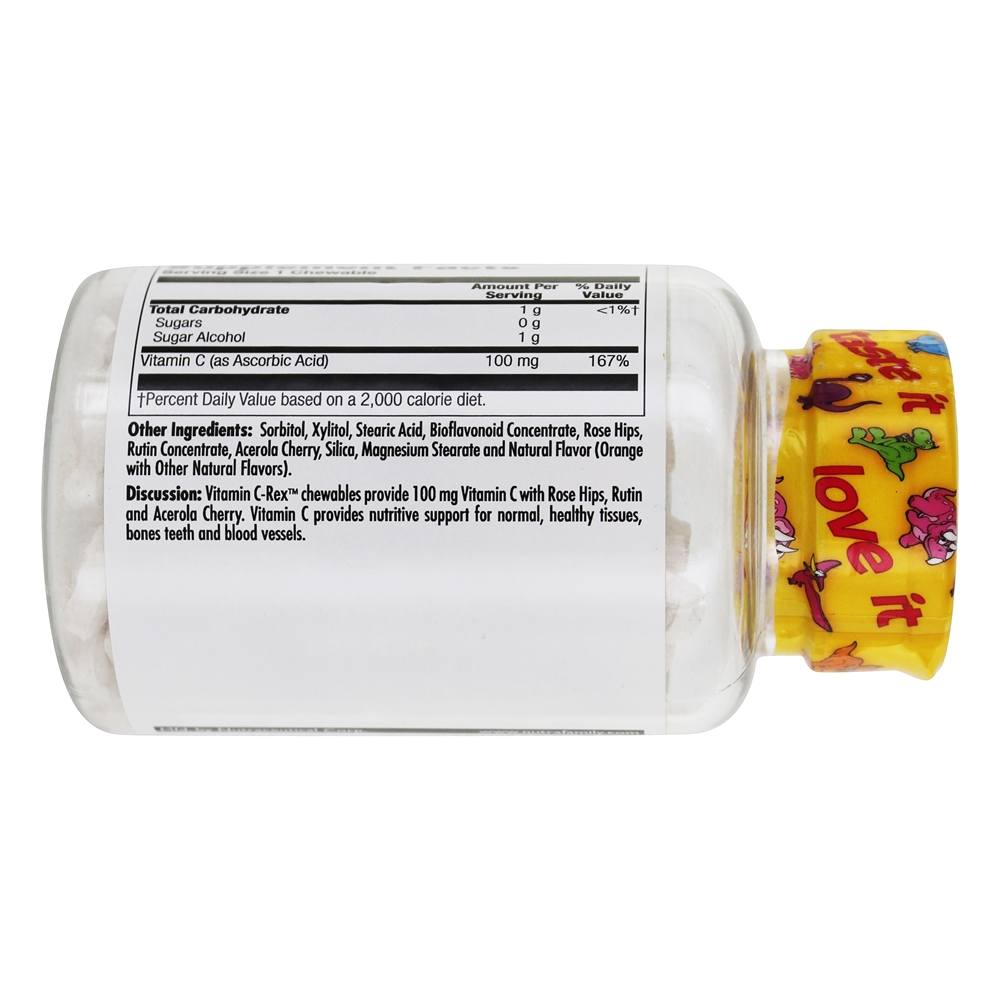 Dinossauros Vitamina C-Rex Para Crianças Com Rosa Mosqueta, Rutina & Acerola Laranja - 100 comprimidos mastigáveis Kal - Imagem 3