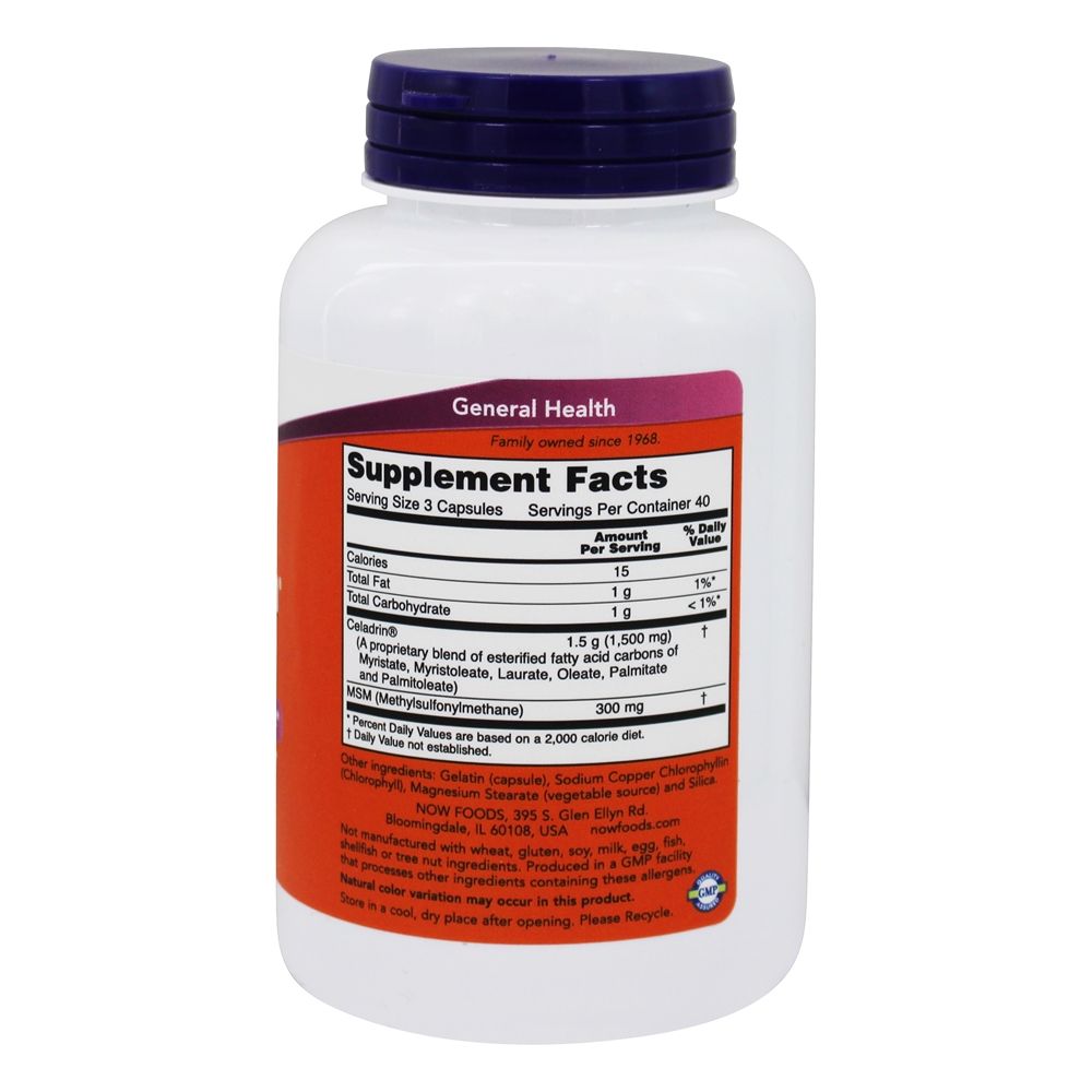 Celadrin & MSM Apoio Avançado Para as Articulações 500 mg. - Cápsulas 120 NOW Foods - Imagem 2