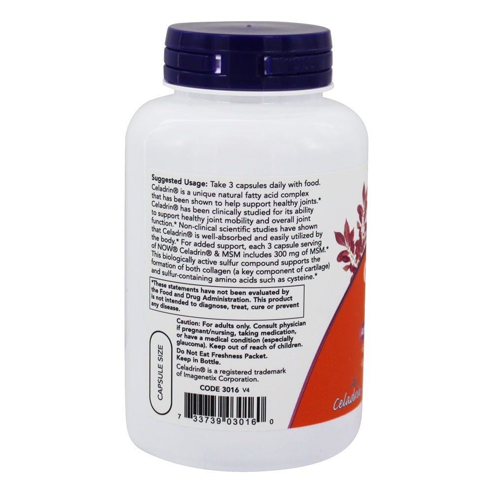 Celadrin & MSM Apoio Avançado Para as Articulações 500 mg. - Cápsulas 120 NOW Foods - Imagem 3