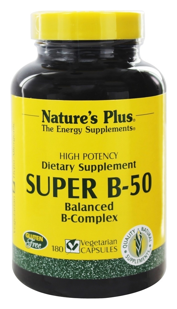 Complexo B Balanceado Super B50 - Cápsulas vegetarianas 180 Natures Plus