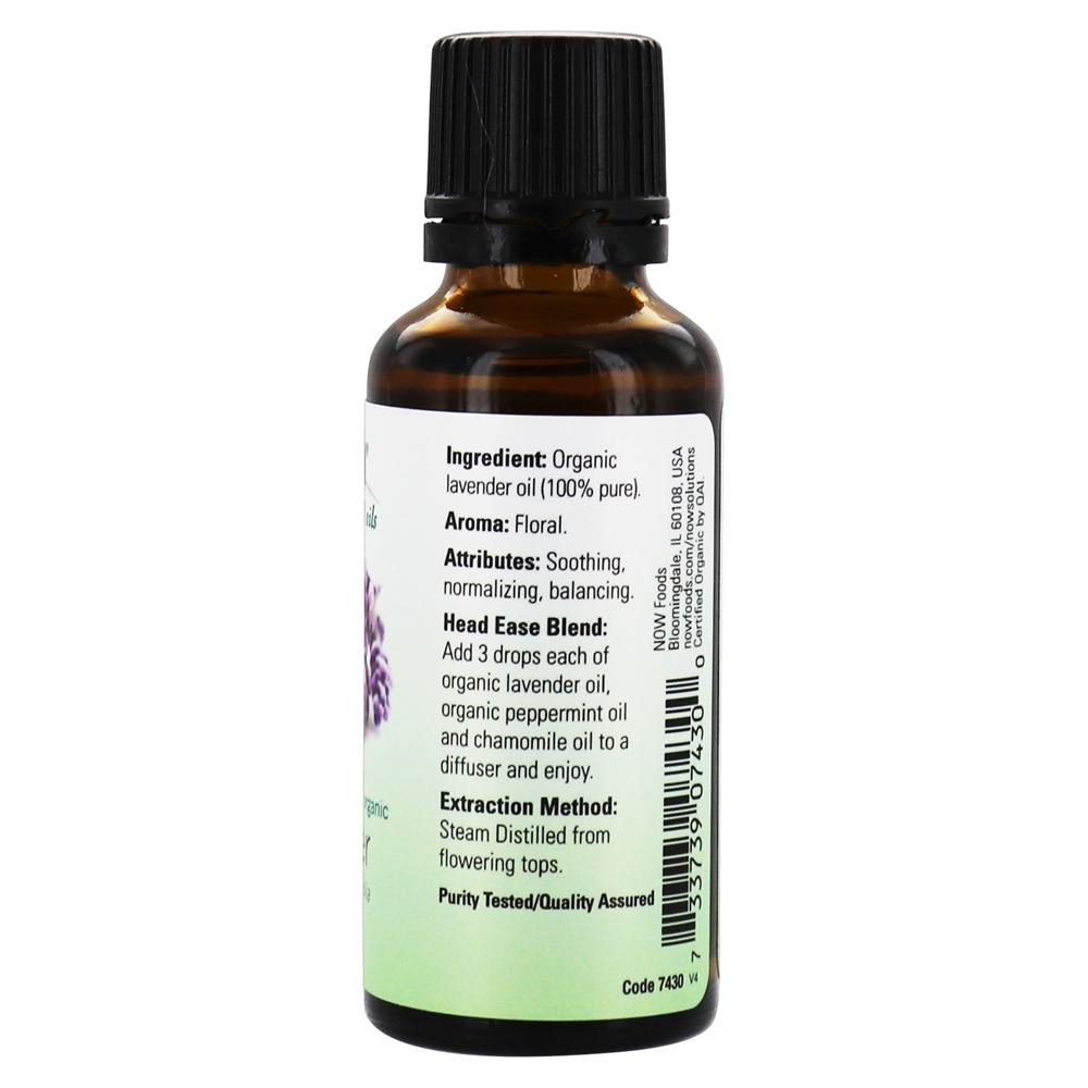 100% Pure & Orgânico Essencial óleo Lavanda - 1 fl. oz. NOW Foods - Imagem 2