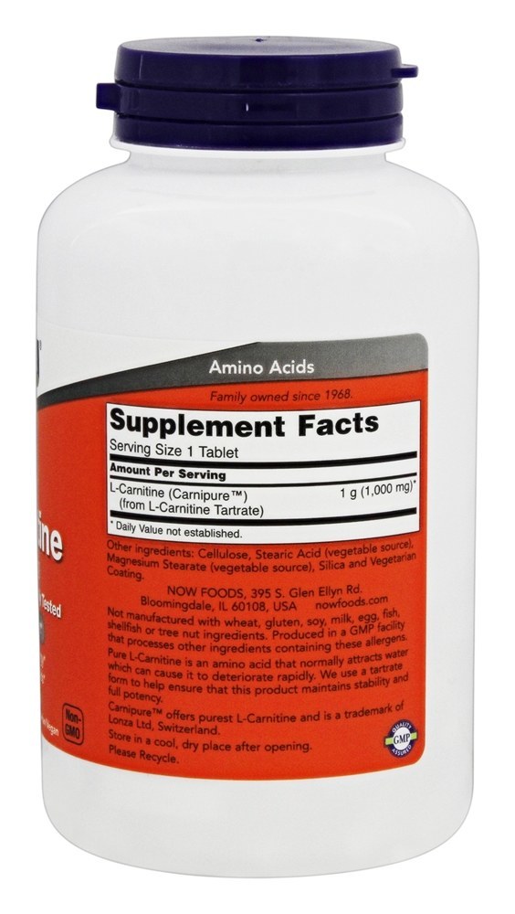 L-Carnitina 1000 mg. - 100 Tablets NOW Foods - Imagem 2
