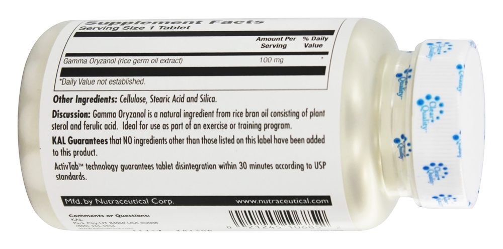 Gama Orizanol 100 mg. - 100 Tablets Kal - Imagem 3
