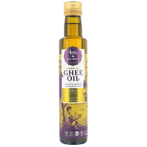 Óleo Ghee 4th & Heart com Alho 251ml - Autêntico Sabor e Nutrição