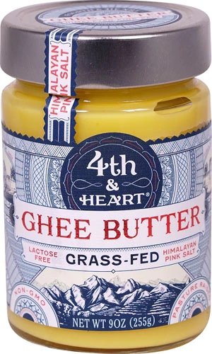 Ghee de Manteiga Alimentada com Capim 4th & Heart Sal Rosa do Himalaia - 255g
