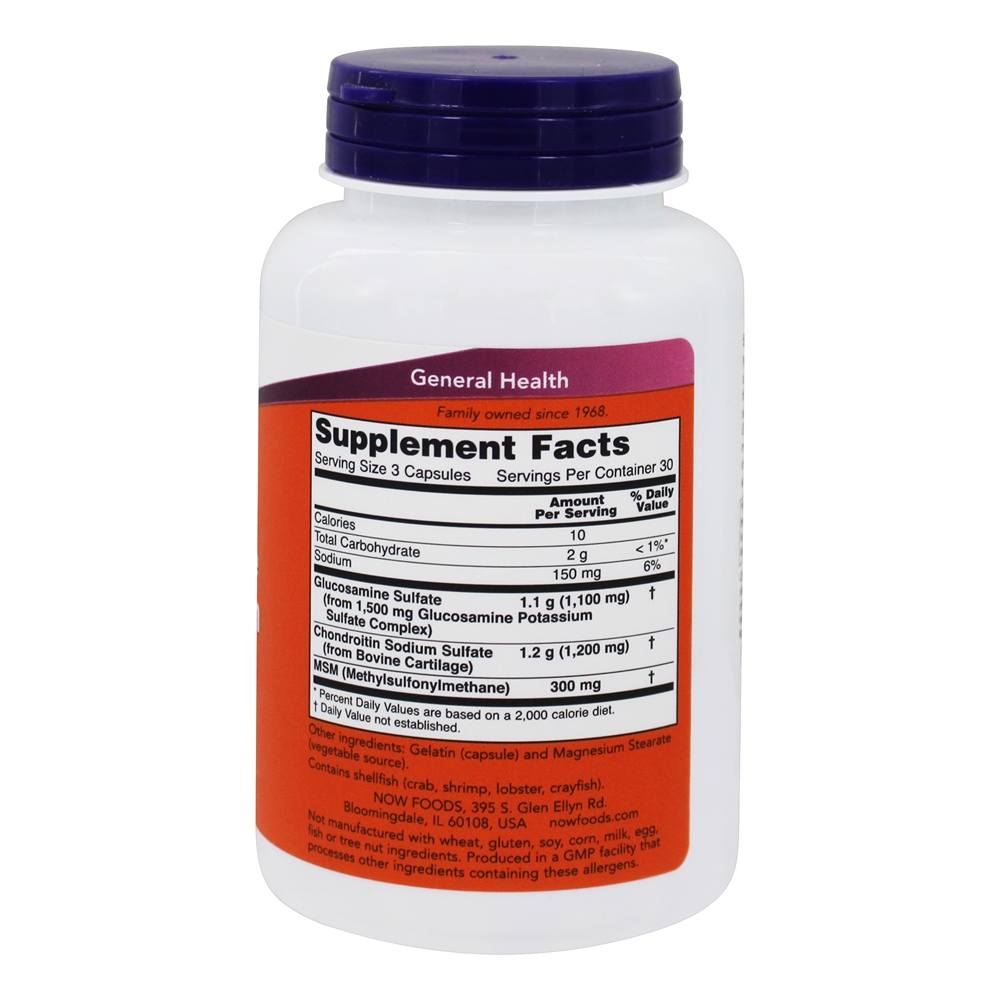 Glucosamina 500 / Condroitina 400 com MSM - Cápsulas 90 NOW Foods - Imagem 2