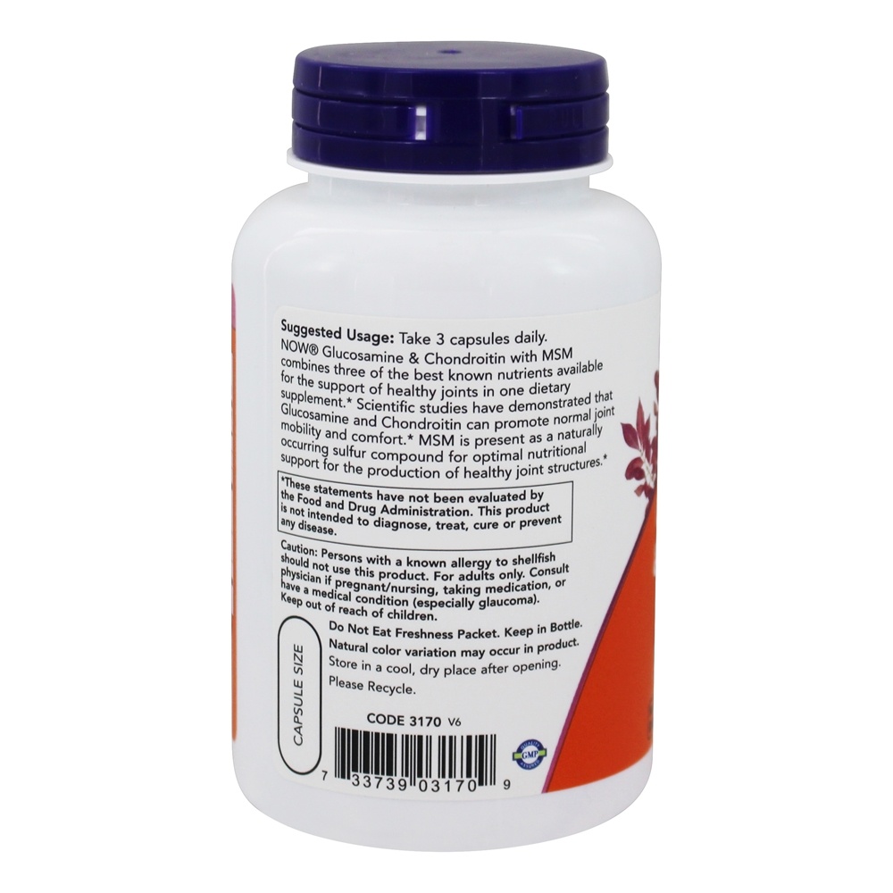 Glucosamina 500 / Condroitina 400 com MSM - Cápsulas 90 NOW Foods - Imagem 3