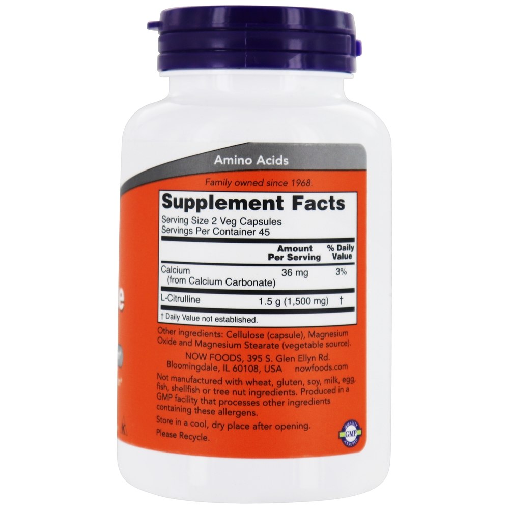 L-Citrulina 750 mg . - 90 Cápsula (s) vegetal (s) NOW Foods - Imagem 2