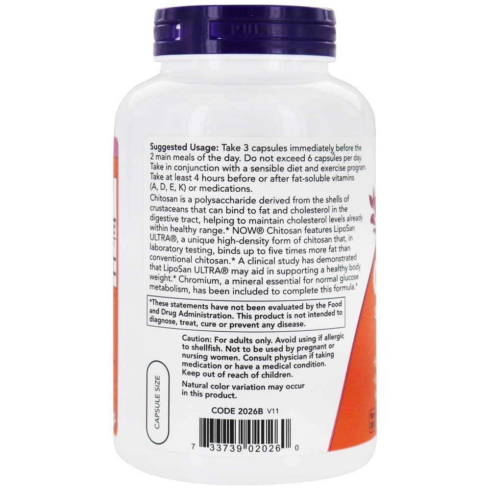 Quitosana mais cromo 500 mg . - 240 Cápsula (s) vegetal (s) NOW Foods - Imagem 3