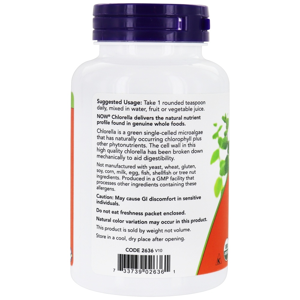 Chlorella orgânica Pure Pó - 4 oz. NOW Foods - Imagem 3