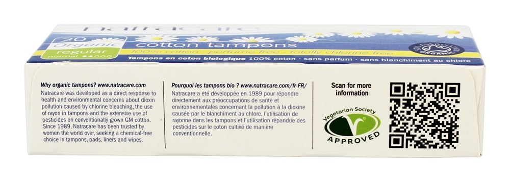 Orgânico 100% Algodão Tampões Regular - 20 Pacote (s) Natracare - Imagem 4