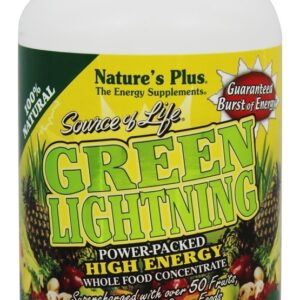 Fonte de Vida Verde Relâmpago Alto Energia Inteiro Comida Concentrar - Cápsulas vegetarianas 180 Natures Plus