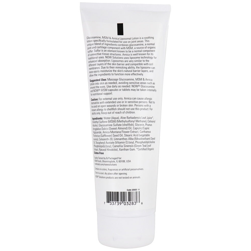NOW Solutions Glucosamina MSM e loção para lipossomas de arnica - 8 fl. oz. NOW Foods - Imagem 2