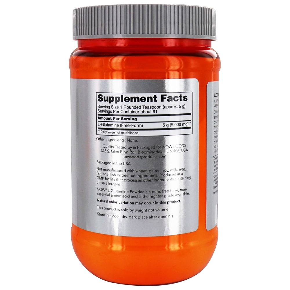 NOW Sports L-Glutamina em Pó - 1 lb. NOW Foods - Imagem 2