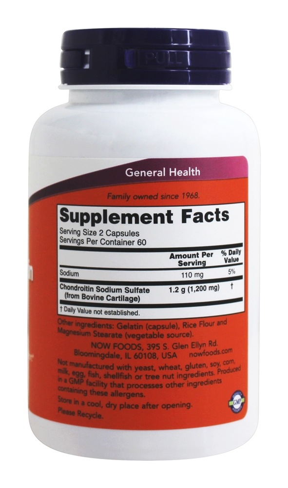 Sulfato de Condroitina 600 mg. - Cápsulas 120 NOW Foods - Imagem 2