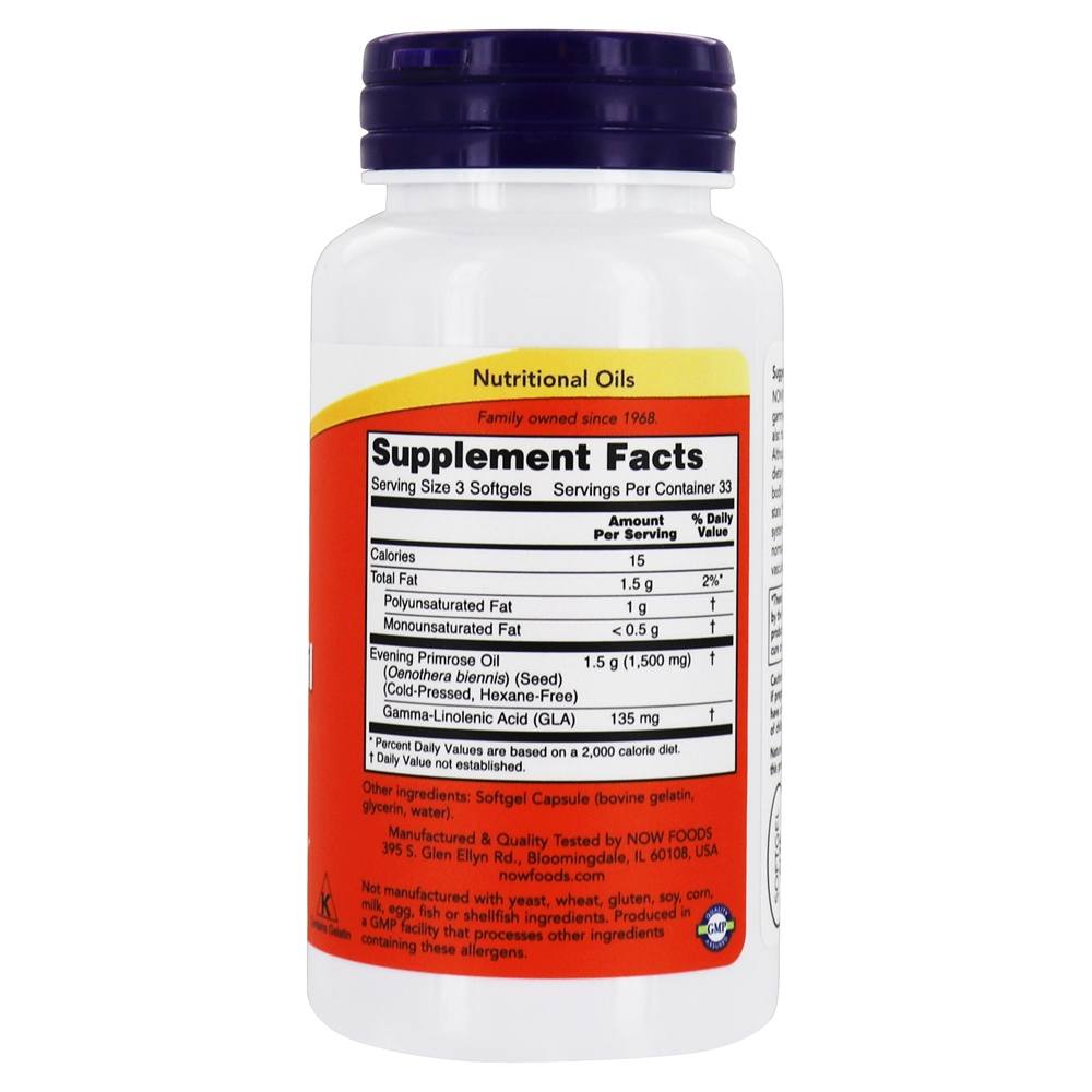 Óleo de Onagra 500 mg. - 100 Softgels NOW Foods - Imagem 2