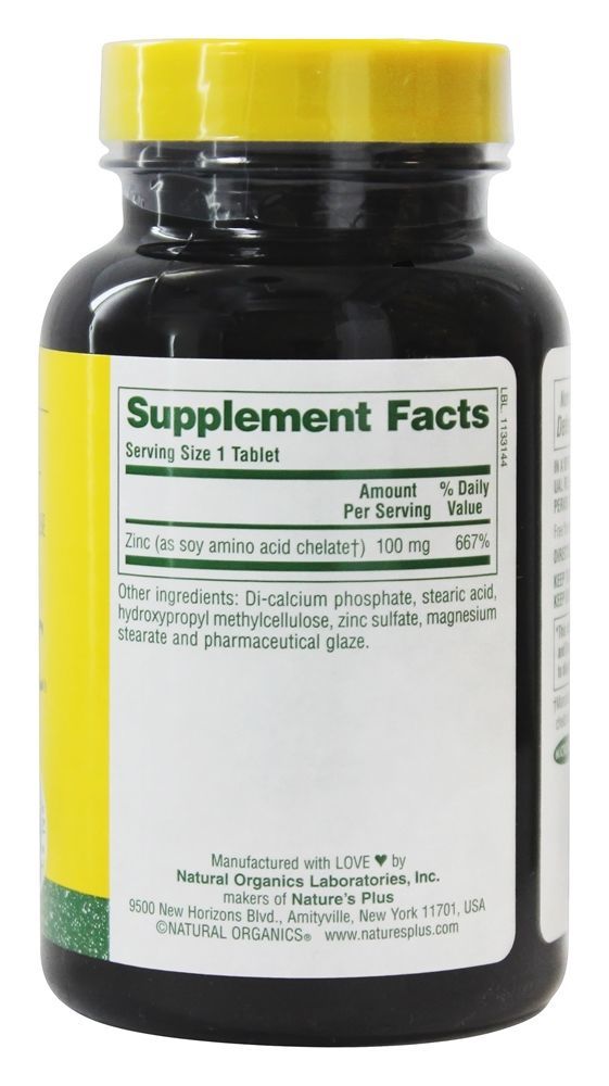 Libertação sustentada de zinco mega 100 mg. - 90 Tablets Natures Plus - Imagem 2