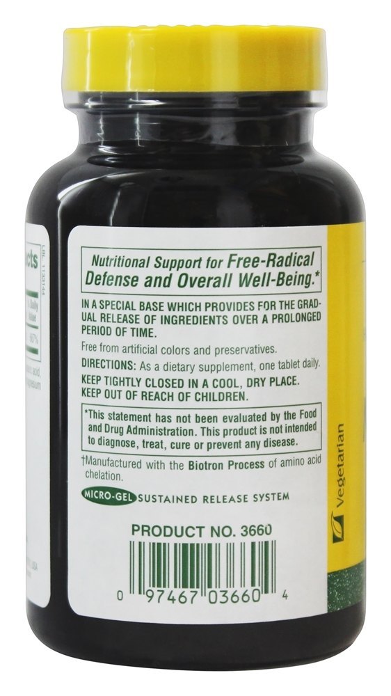 Libertação sustentada de zinco mega 100 mg. - 90 Tablets Natures Plus - Imagem 3