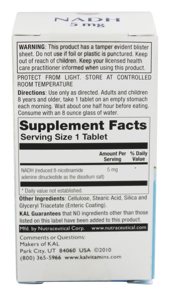 NADH Energizing Coenzima 5 mg. - 60 Tablets Kal - Imagem 2