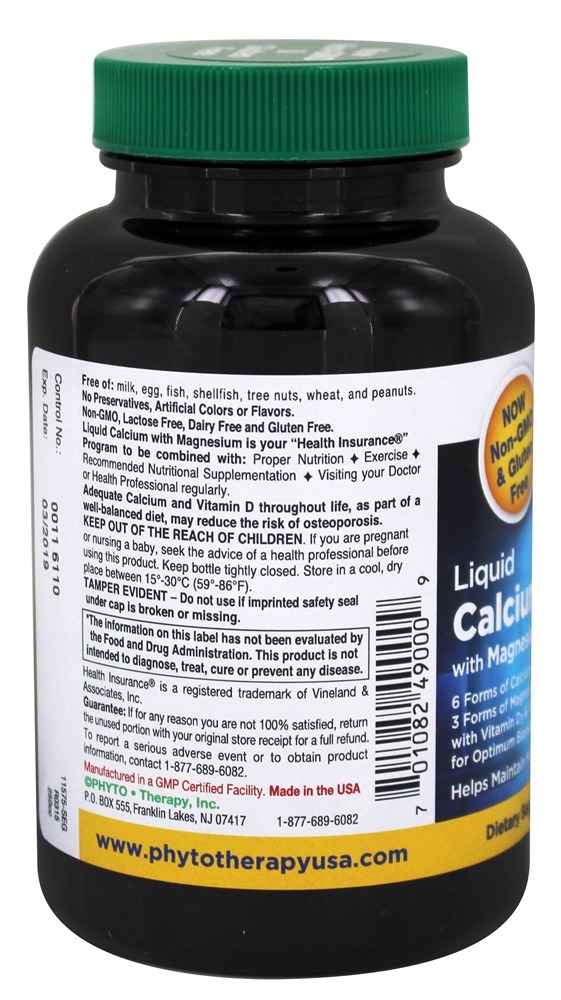 Cálcio Líquido 1000 mg com Magnésio 400 mg - 90 Softgels Phyto Therapy - Imagem 3
