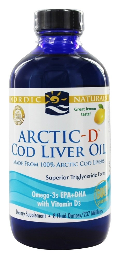 Arctic-D Óleo de Fígado de Bacalhau com Vitamina D Sabor Limão - 8 fl. oz. Nordic Naturals