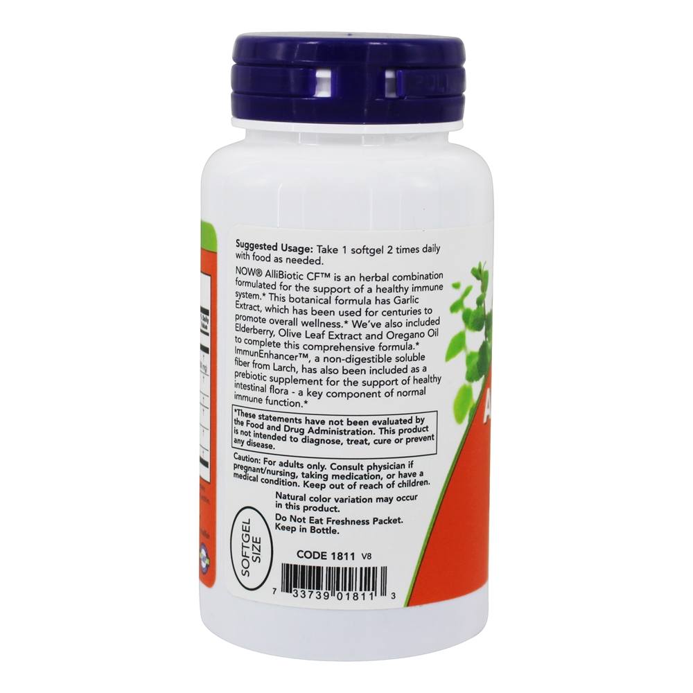 FC não-sonolento AlliBiotic - 60 Softgels NOW Foods - Imagem 3