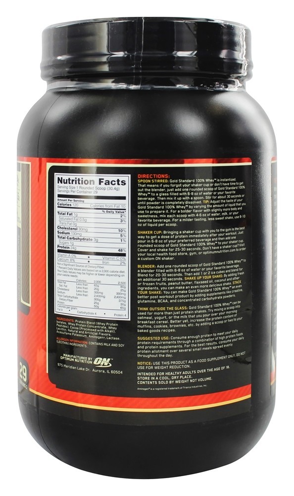 100% Whey Protein Isolado Gold Standard Sabor Chocolate Duplo - 2 lbs. Optimum Nutrition - Imagem 2