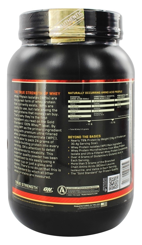 100% Whey Protein Isolado Gold Standard Sabor Chocolate Duplo - 2 lbs. Optimum Nutrition - Imagem 3