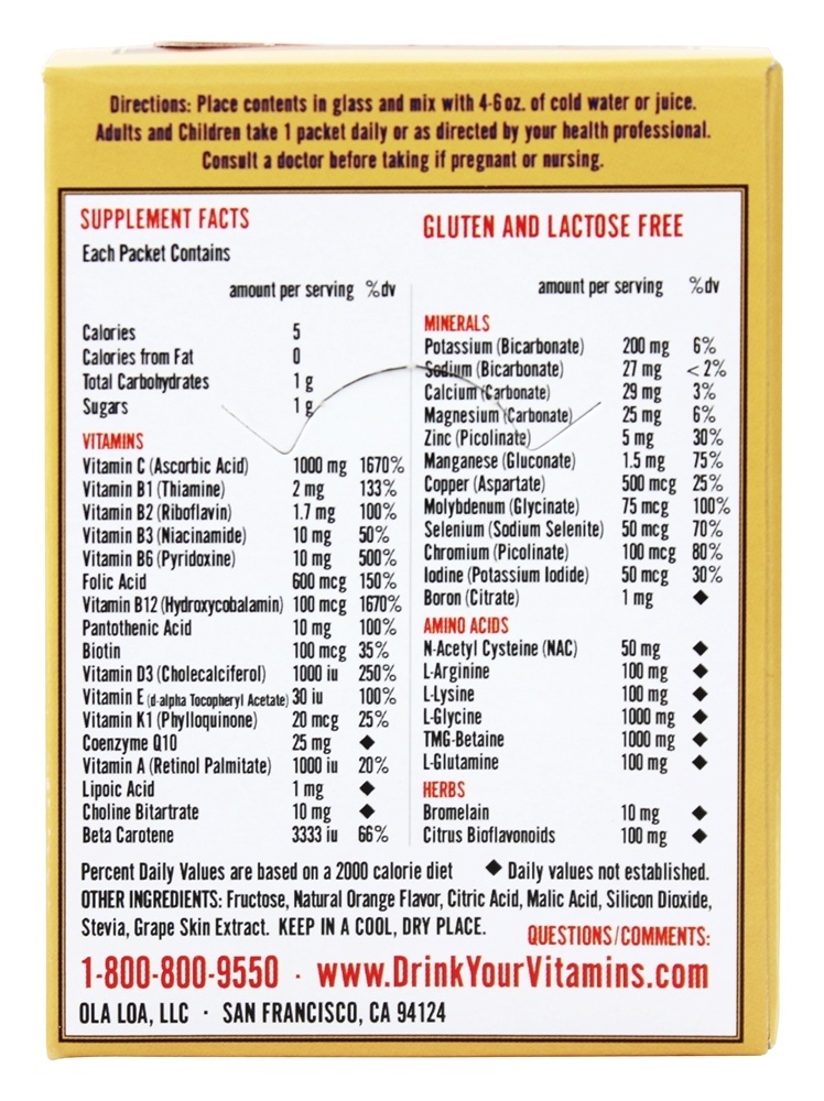 Energia Super Multi-Vitamina Efervescente Laranja - Pacotes de 30 x 7g Ola Loa - Imagem 2