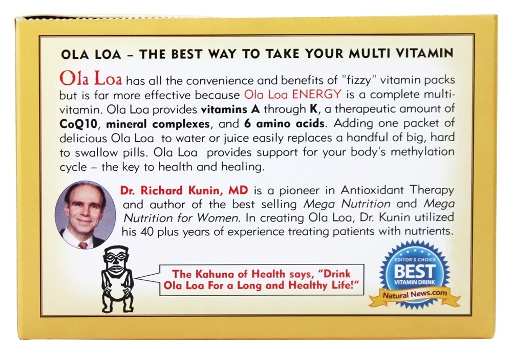 Energia Super Multi-Vitamina Efervescente Laranja - Pacotes de 30 x 7g Ola Loa - Imagem 3