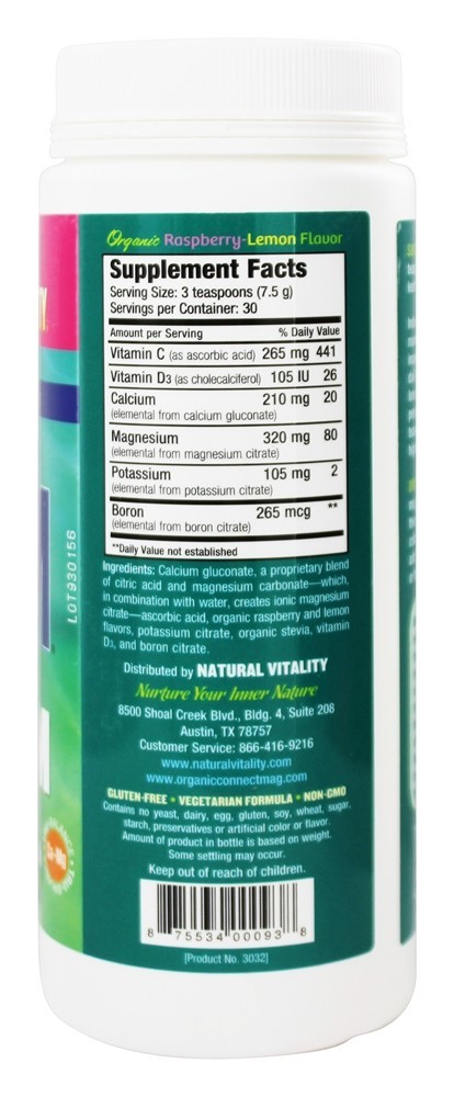 Natural Acalmar Mais Cálcio Framboesa-Limão Sabor - 8 oz. Natural Vitality - Imagem 2