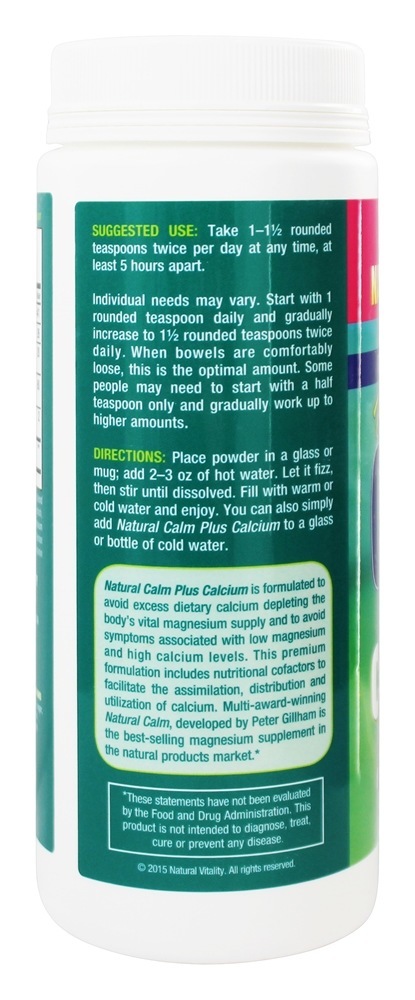 Natural Acalmar Mais Cálcio Framboesa-Limão Sabor - 8 oz. Natural Vitality - Imagem 3