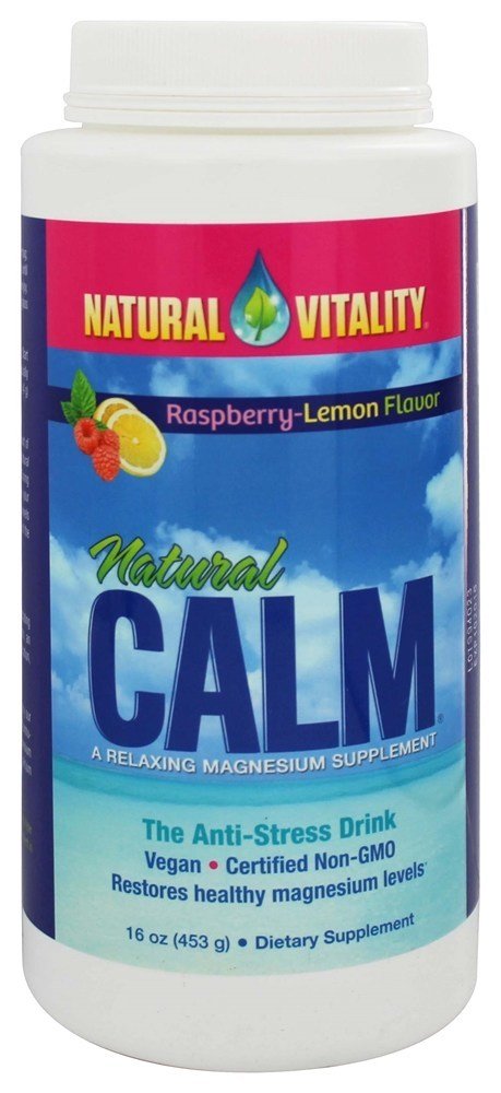 Natural Calmo Magnésio Anti-Stress Bebida Framboesa Sabor Limão - 16 oz. Natural Vitality