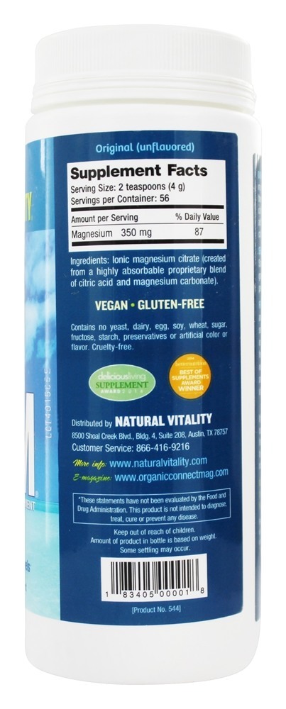 Natural Calm Bebida Anti-Estresse de Magnésio Sem Sabor - 8 oz. Natural Vitality - Imagem 2