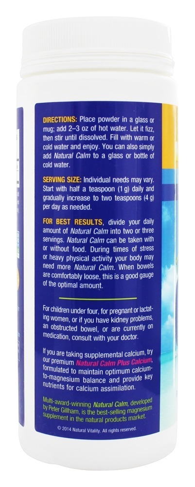 Natural Calm Bebida Anti-Estresse de Magnésio Sabor Laranja - 8 oz. Natural Vitality - Imagem 3